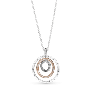 Collar Y Pendiente Círculos De Dos Tonos Recubrimiento en Oro Rosa de 14k