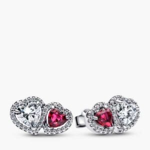 Aretes de Botón Halo Corazones Pandora