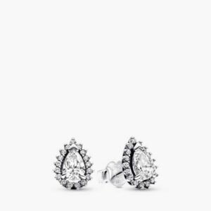 Aretes de Botón Halo Pera Brillante